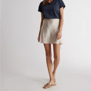 Quince 100% Washable Silk Mini Skirt - Champagne color
